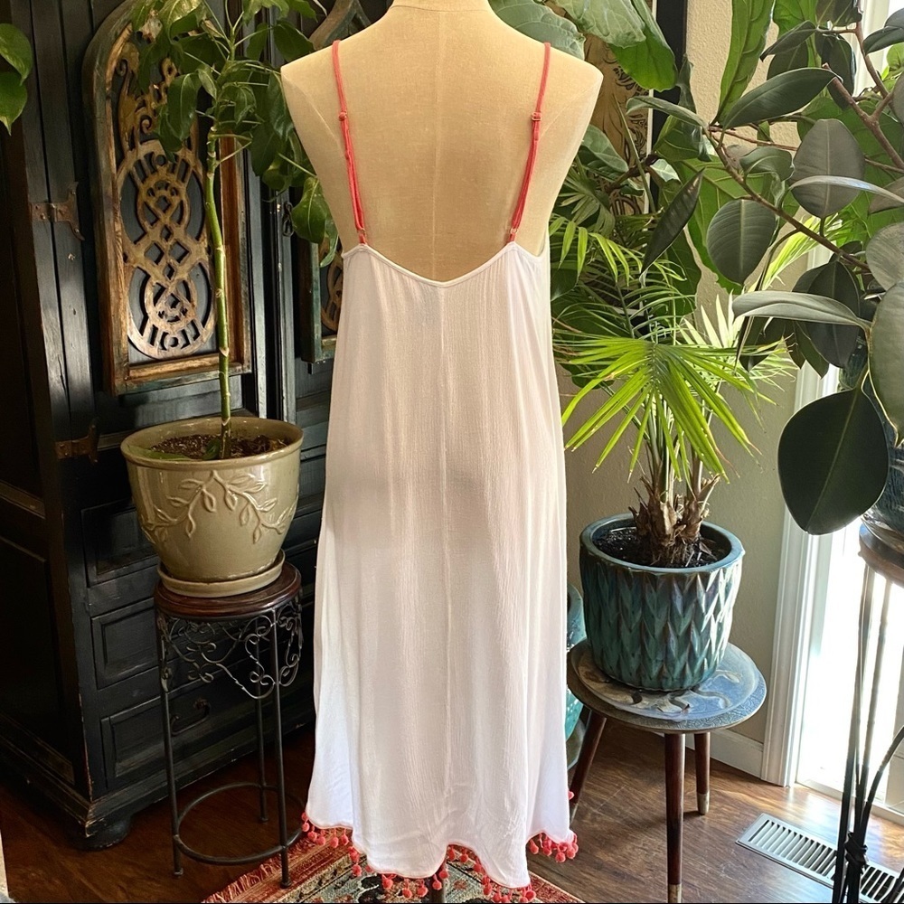 Revolve White Pom Pom trim slip dress - Picture 7 of 13